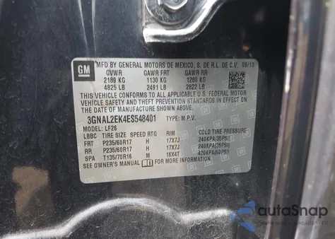 2014 Chevrolet Captiva Sport 2Ls from USA, damaged, VIN 3GNAL2EK4ES548401